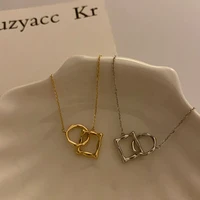 simple necklace for women pendant jewelry square buckle with round choker water waves clavicle chain