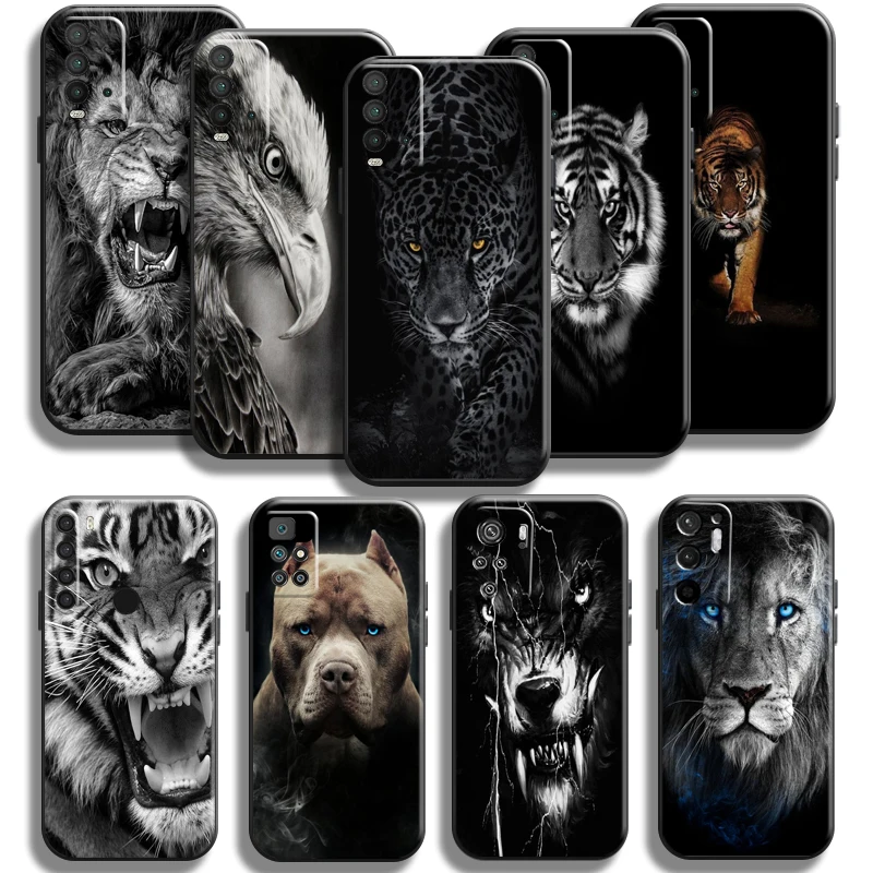 

Lion Eagle Dog Tiger Cat Wolf Phone Case For Xiaomi Poco M3 PRO 5G For POCO X3 Pro NFC X3 F3 GT Case Black Back Carcasa