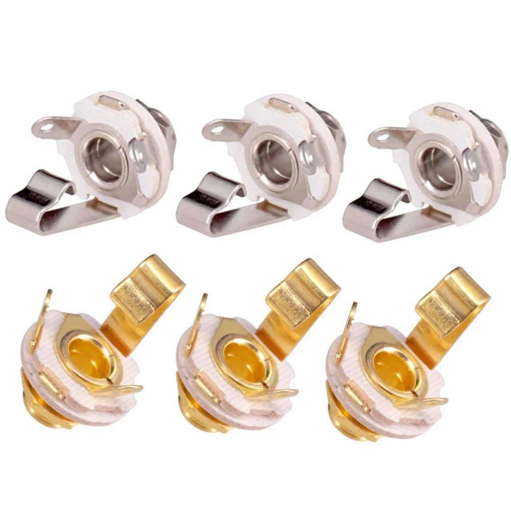 

6Pcs 6.35mm 1/4in Guitar Jacks Mono Panel Mount Socket For Electric Guitars Bass 1/4" (6.35mm) Mono Jacks Socket Basses Parts