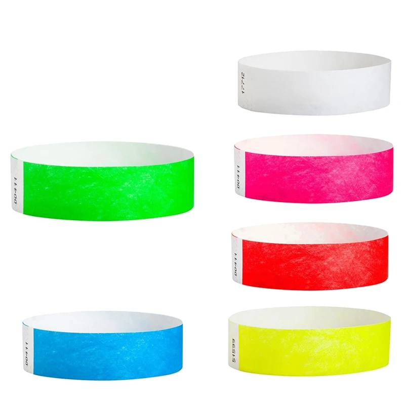 

500 Pcs Paper Wristbands Neon Event Wristbands Colored Wristbands Waterproof Paper Club Arm Bands