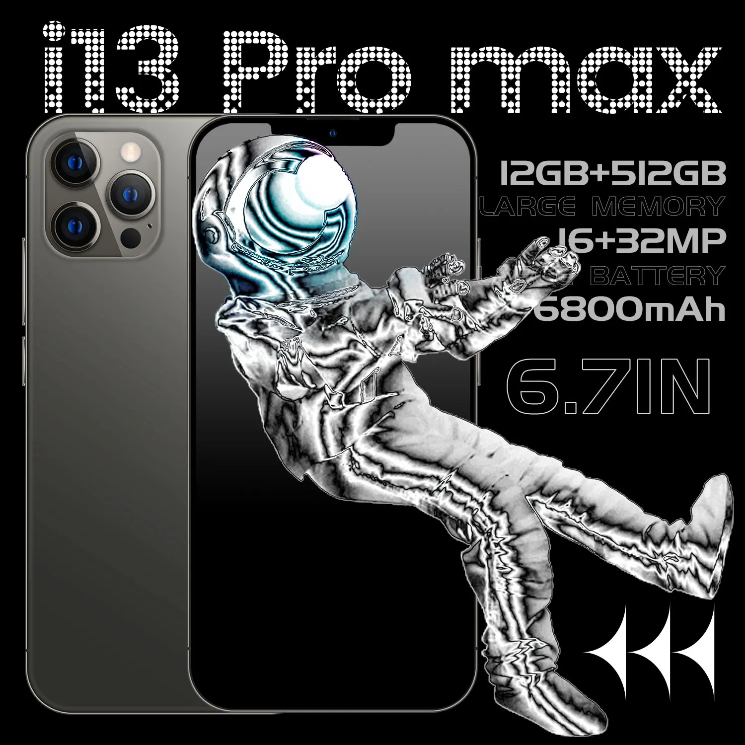 i13 pro max 4g lte 5g cellphone new version 6 7 inch face id real 12gb ram 512gb rom phone 1632mp 6800mah global smartphones free global shipping