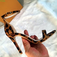 sexy leopard print high heel sandals womens stiletto heel summer new arrival sandals sheepskin all match open toe roman shoes