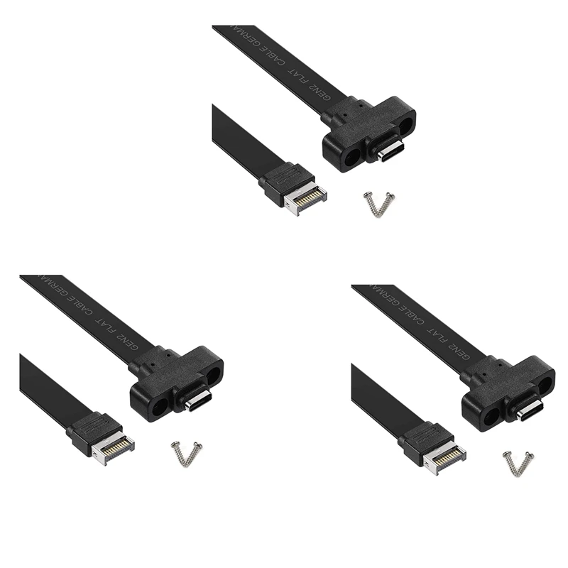 

3x Удлинительный кабель USB 3,1 с передней панелью типа E на Тип C, внутренний кабель адаптера Gen 2 (10 Гбит/с) с 2 винтами (50 см)