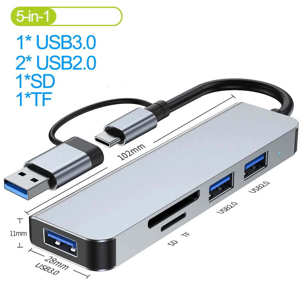 

USB-концентратор типа C 3,0, разветвитель OTG, адаптер для компьютера Macbook Pro Air, док-станция, компьютерные аксессуары, концентратор USB C Type C, концен...