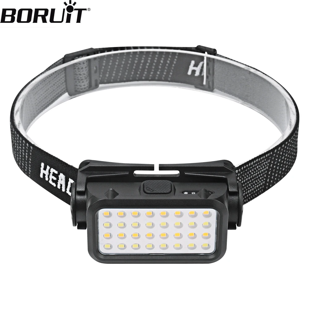 

BORUiT K351 LED Headlamp 5-Modes Powerful Headlight Type-C Rechargeable Waterproof 18650 Torch Outdoor Camping Fishing Hunting