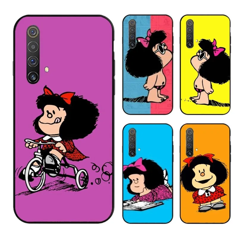 Фото Mafalda милый мультяшный чехол для телефона для девочек OPPO Find X5 X3 X2 A93 Reno 8 7 Pro A74 A72 A53 мягкий черный чехол для телефона №2