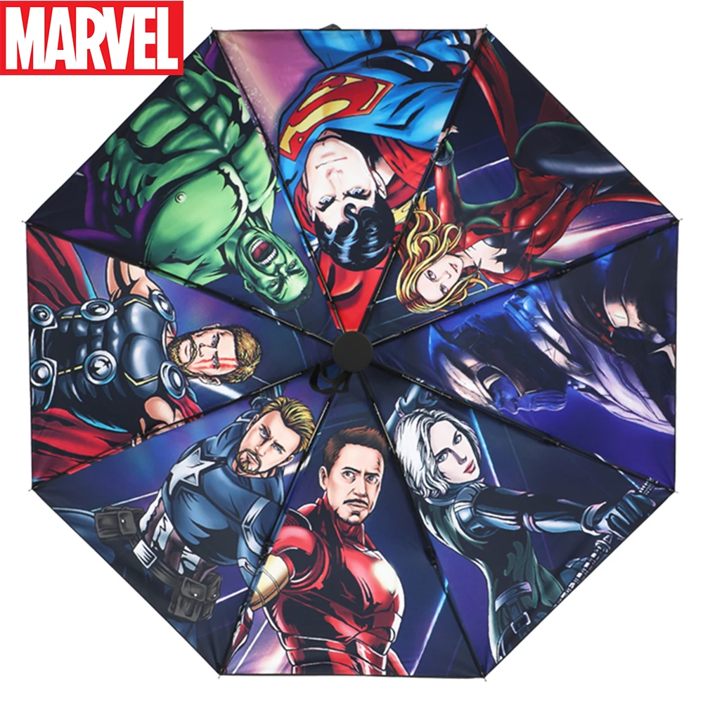 

Marvel Avengers Fully Automatic Rain Umbrella Large Folding Vinyl Tri-folding Umbrella Spider-Man Vision Hawkeye Hulk Parasol