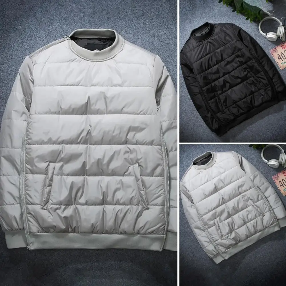 

Men Sweatshirt Coat Pockets Winter Coldproof Ribbed Cuff Anti Wrinkle Jacket Windbreaker Male Sweatshirt Coat for Office