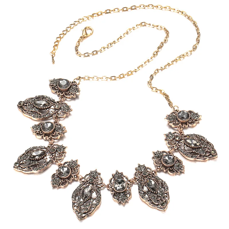 

Vintage Gold Women's Necklace Turkish Wedding Jewelry Ethiopian Bridal Jewelry Women's Gift Necklace Encrusted with Gems