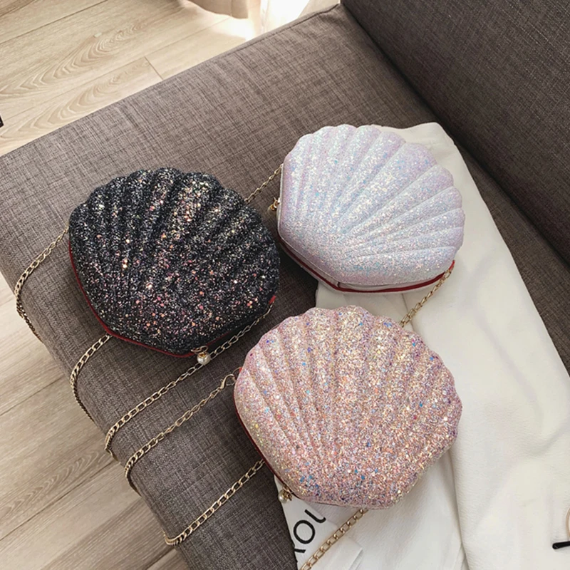 Новые модные цепи сумки через плечо маленькая сумочка в форме ракушки с