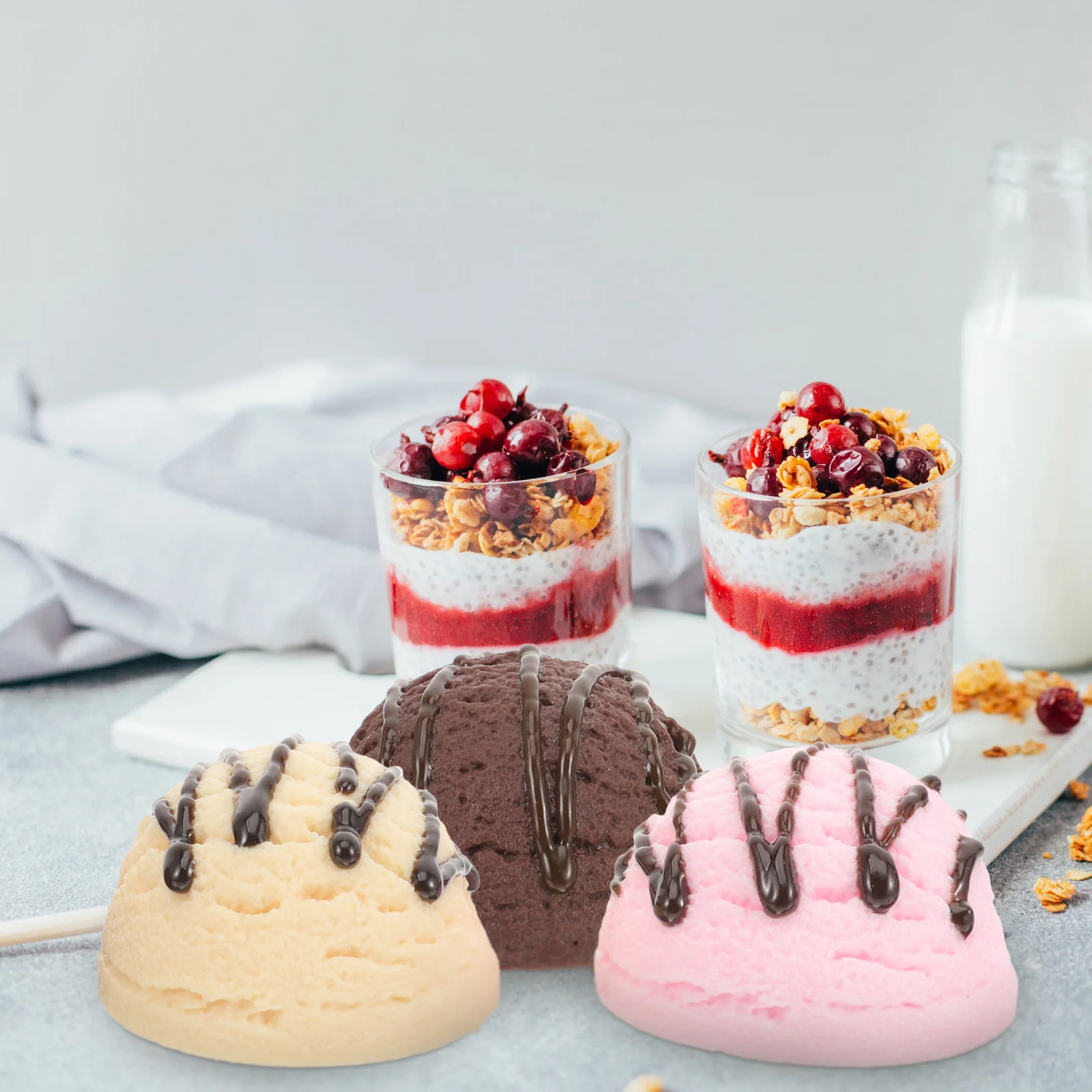 

3Pcs Artificial Ice Cream Balls Realistic Ice Cream Balls Model for Dessert Shop
