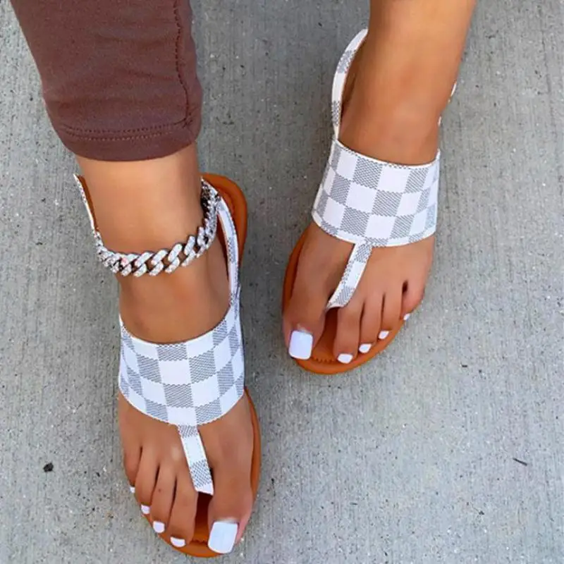 New 2022 Women's Flat Sandals Summer Open Toe New Plus Size Women's Shoes Solid Color Strap Comfortable Casual Women's Sandals