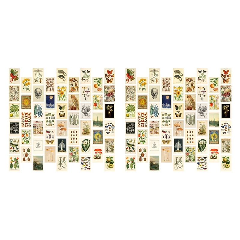 

Vintage Aesthetic Wall Collage Kit - 100 Mini Botanical Cottagecore Collage Art Posters (4X6inch), For Trendy Photo Wall