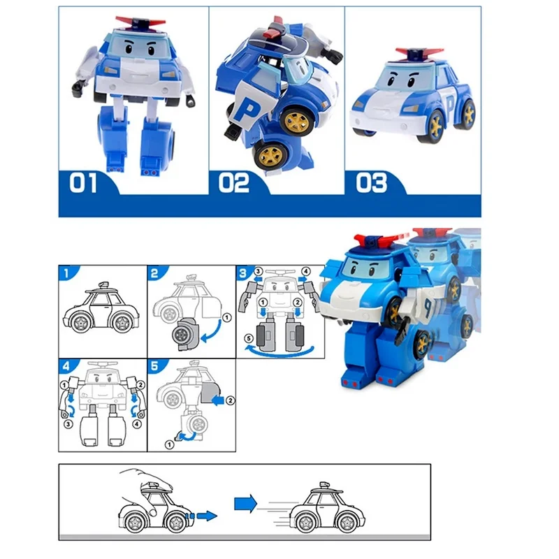 Cartoon Anime Action Figures Robocar Poli Ambe Roy Helly Transformation Robot Car Assembly Puzzle Toys for Kids Birthday Gifts |