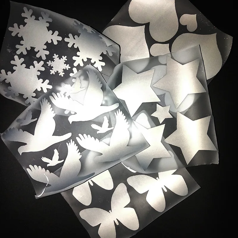 

1pc Snowflake Butterfly Heat Transfer Reflective Vinyl Film Sticker For Iron On Clothing Bags Shoes