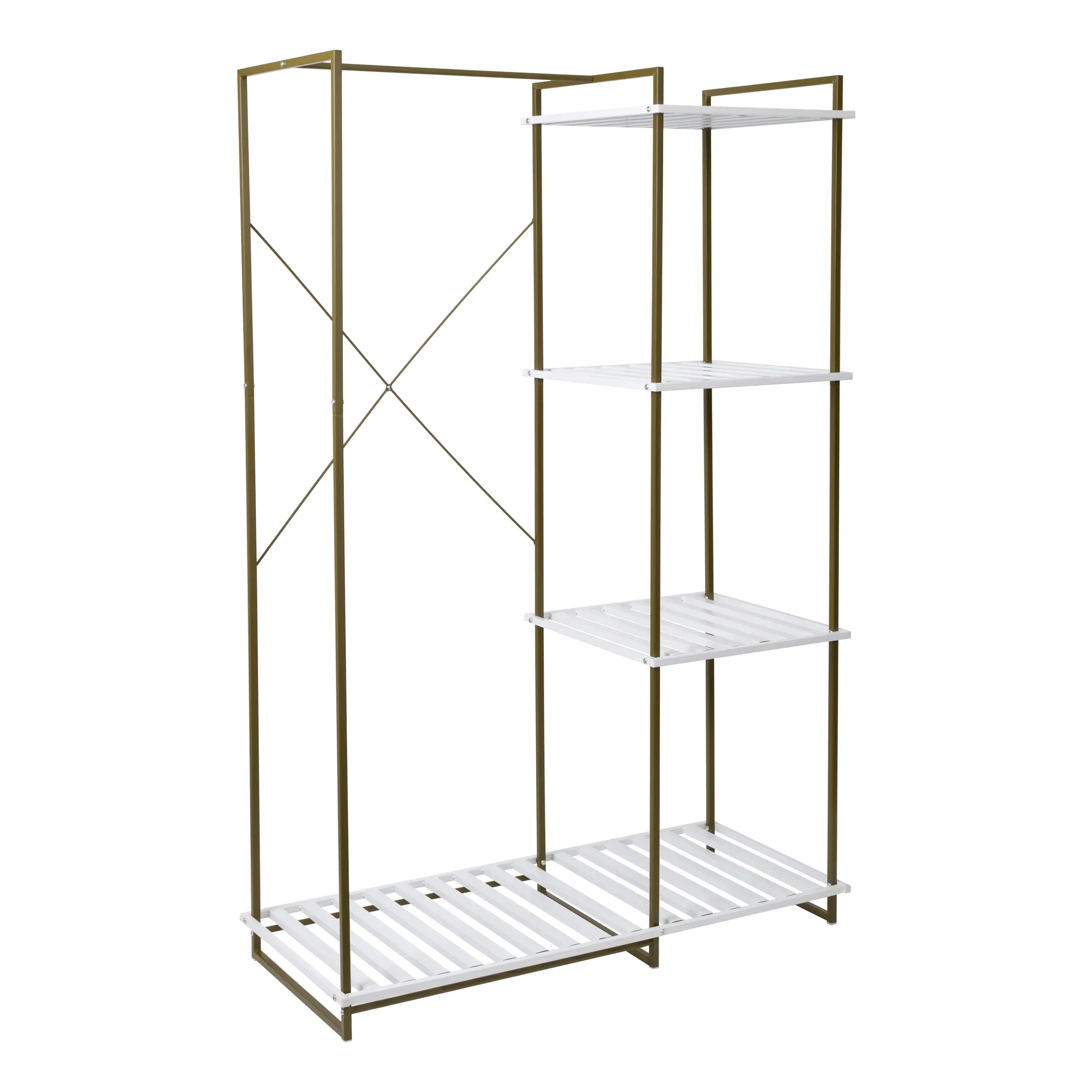 

Honey-Can-Do Freestanding Open Metal Closet Wardrobe, Olive and White,Shelves & Shelf Units Olive,Steel