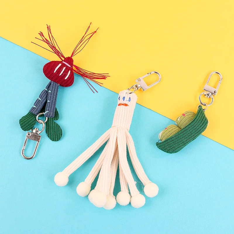 

Edamame Radish Vegetables Keychains Cute Cartoon Wool Key Chains Keyrings