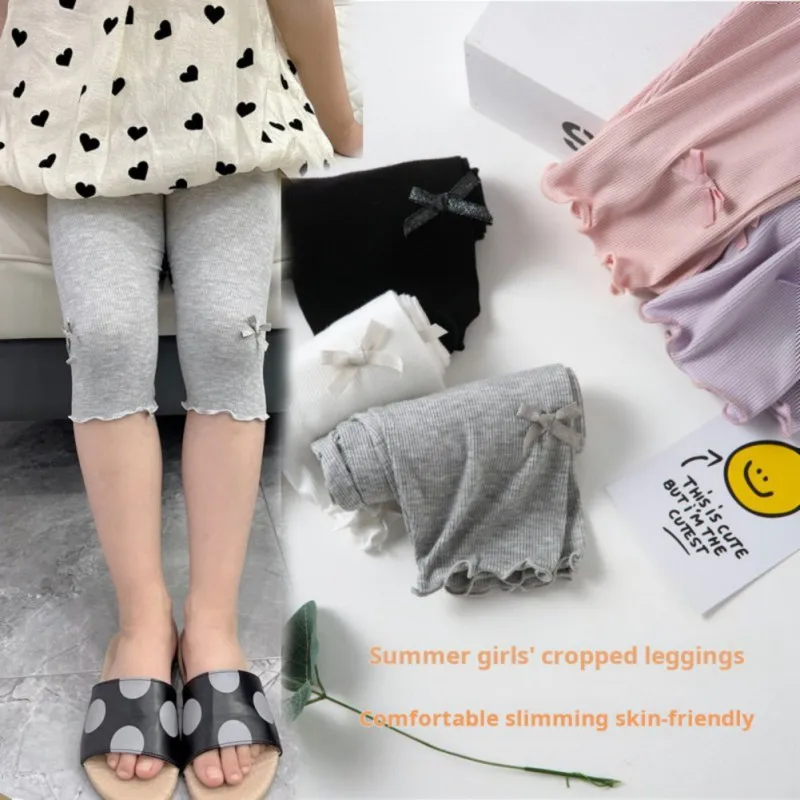 Леггинсы детские однотонные с бантом на Возраст 3-13 лет