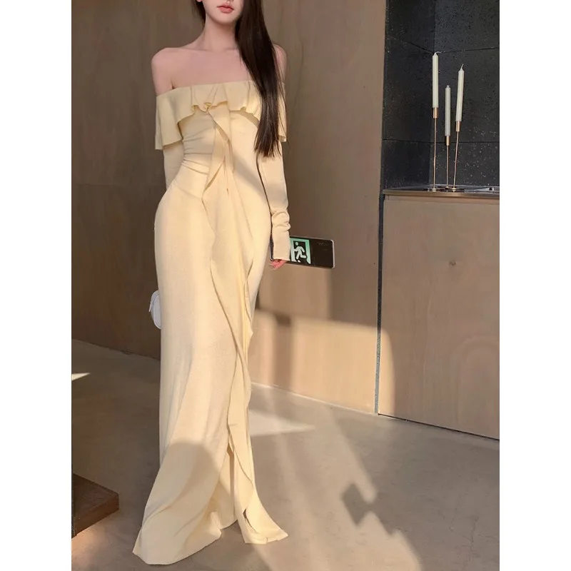 Длинное платье с французским вырезом и темпераментом Royal Sister облегающее