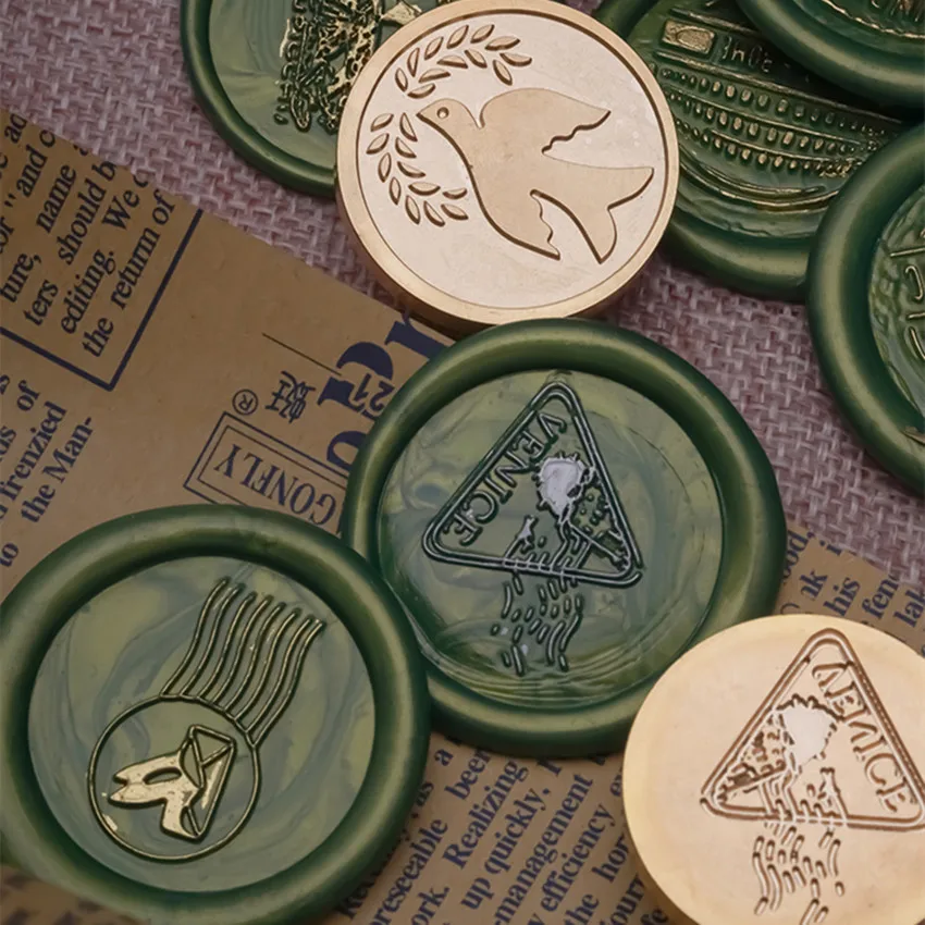 

Fire paint wax seal stamp series literary envelopes wedding invitations sealing wax peace dove craft supplies scrapbooking stamp