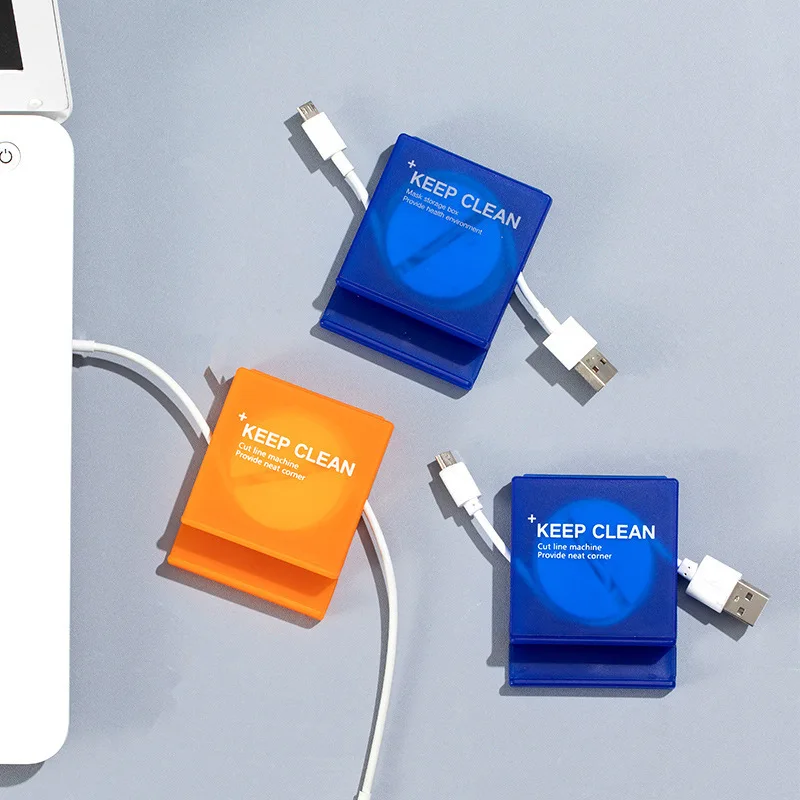 

Data Cable Storage Box Multi-functional Cable Management Box Charging Cable Rotating Winding Reel For Outdoor Travel Portable