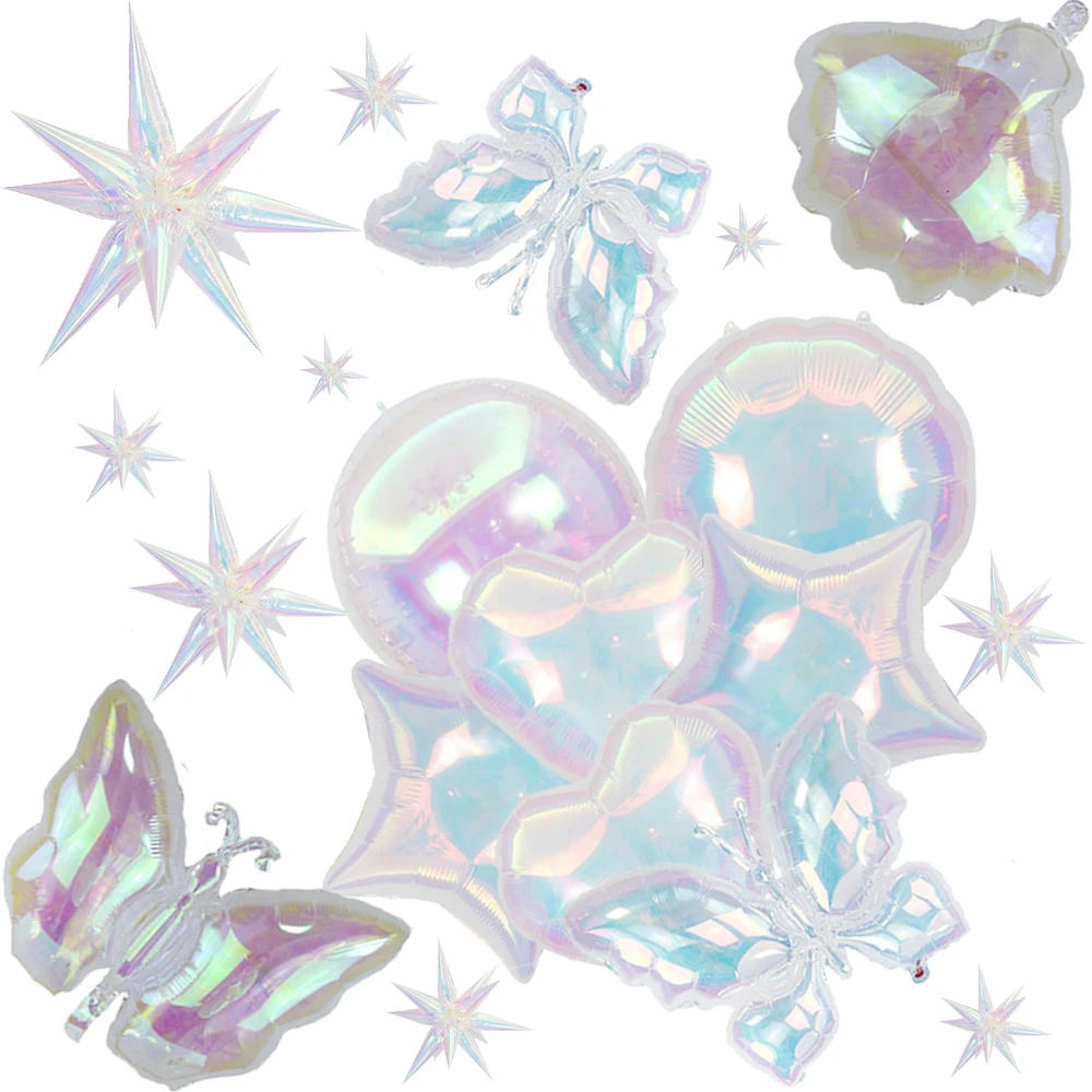 Радужный градиентный цветной воздушный шар лазерный прозрачный фольгированный