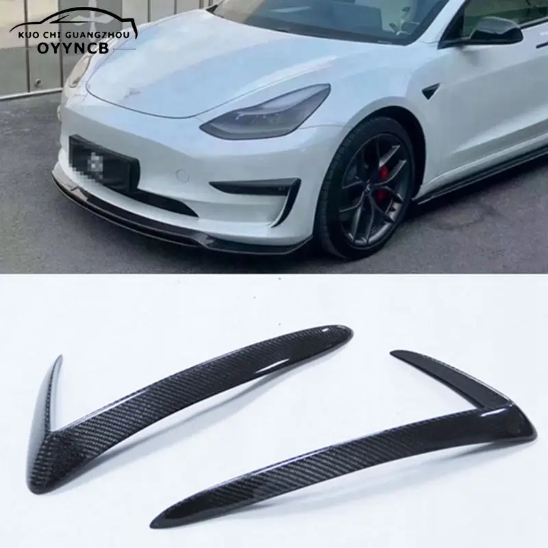 

2017-2022 For Tesla Model 3 Real Carbon Fiber Front Air Knife Guard Trim Body Kit Auto Parts Appearance Modification