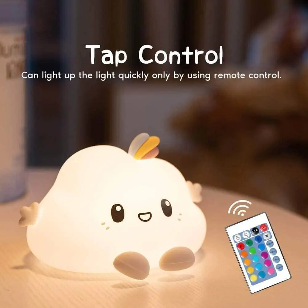 Cloud Kids Night Light Soft Silicone Portable Baby Nursery Toddler Lamp Remote Control LED Nightlight for Children Babies
