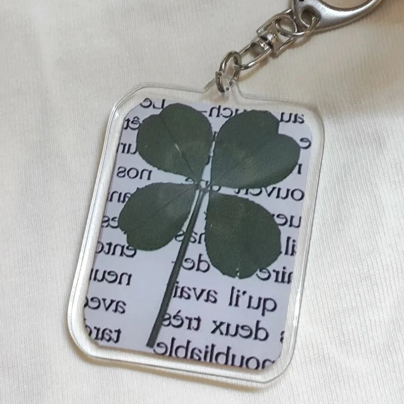 Новый креативный акриловый брелок с четырьмя листами клевера двусторонний кулон