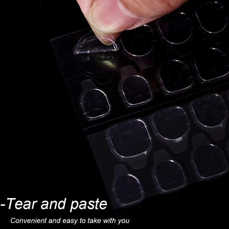 

24pcs Nail Art Stickers Jelly Glue Removable Adhesive Wear-resistant Fake Nails High-viscosity Double-sided Waterproof Lasting