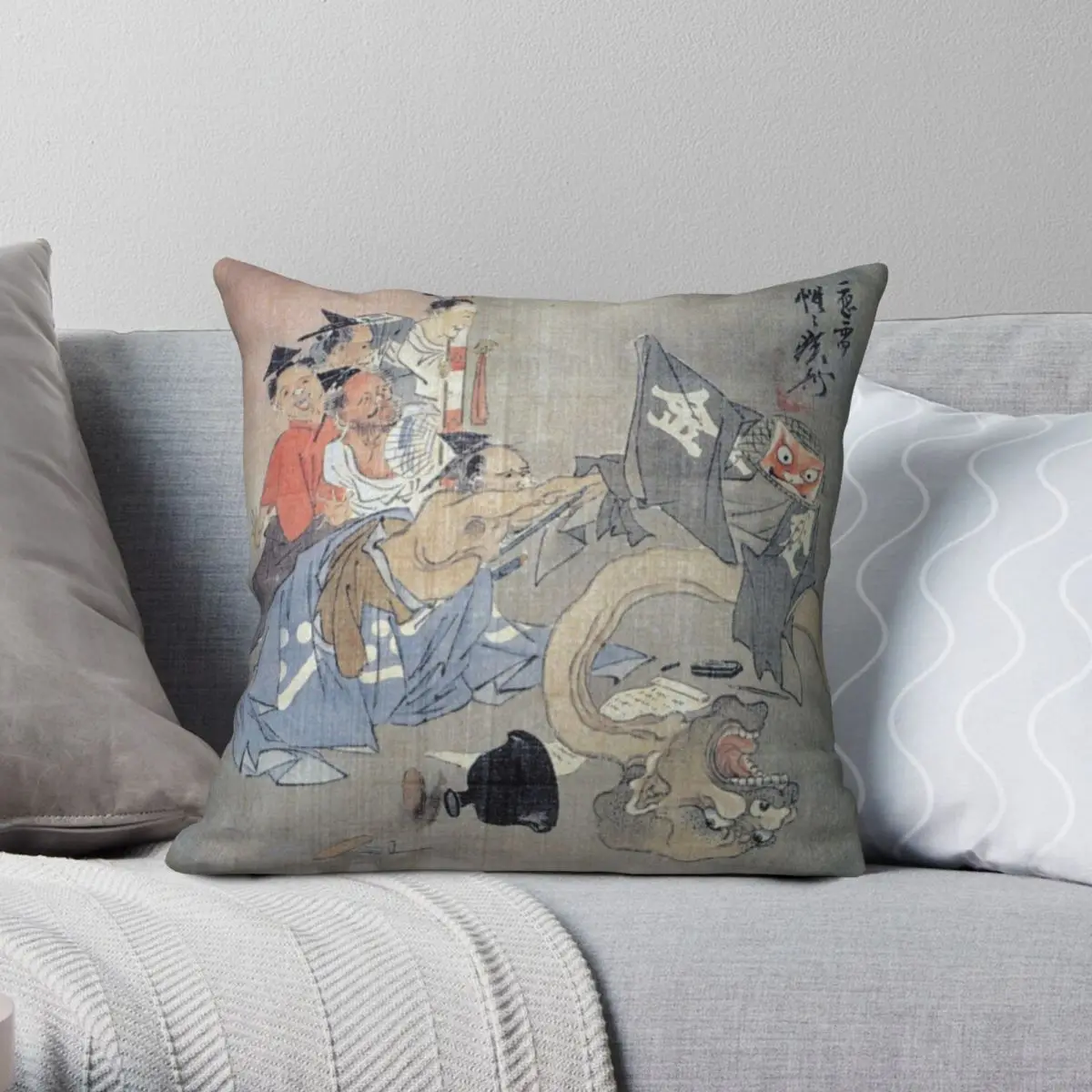 

Yokai Triptych C Pillowcase Polyester Linen Velvet Printed Zip Decorative Pillow Case Home Cushion Cover