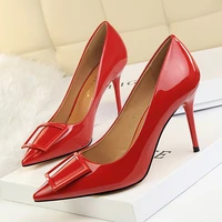 new high heels korean fashion professional ol high heels stiletto patent leather pointed toe square buckle shoes