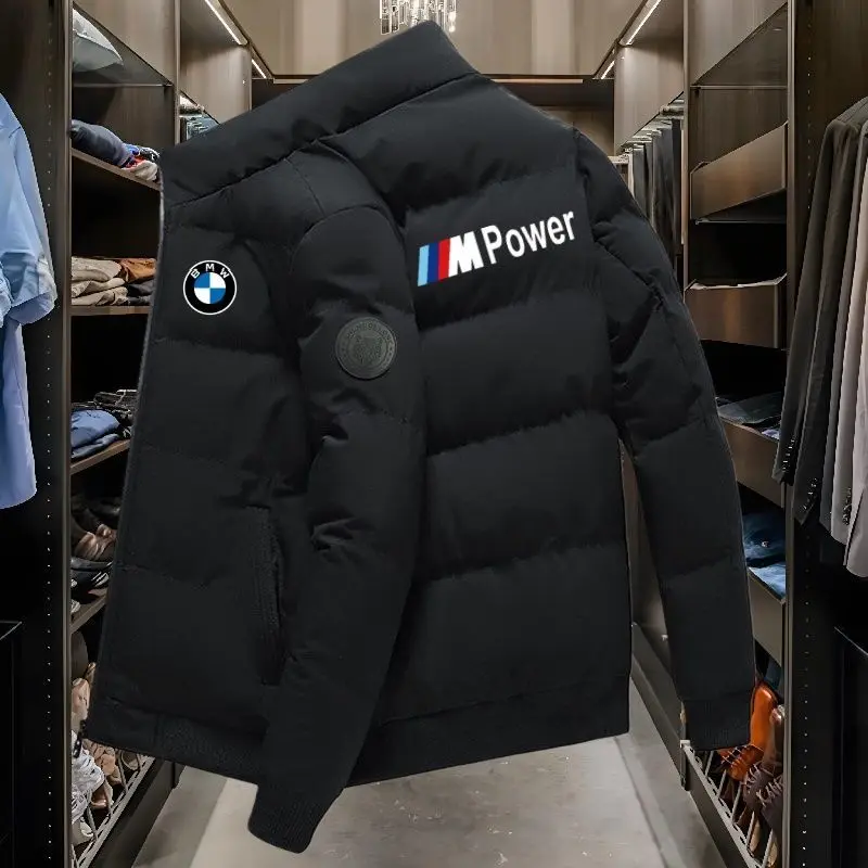 Фото Мужская зимняя утепленная куртка BMW 2026: новая модная модель с воротником-стойкой, повседневная, из плотного хлопка №1
