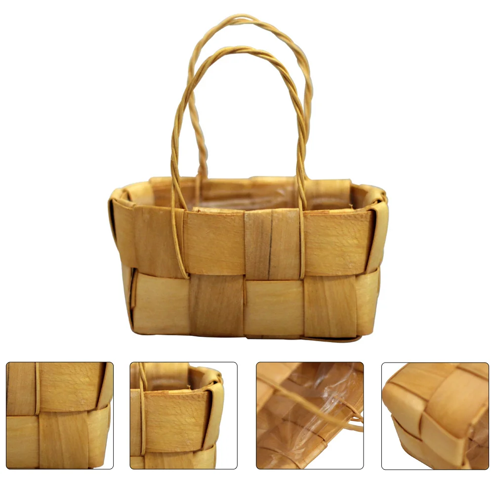 

Basket Flower Woven Mini Wicker Picnic Baskets Binwood Homestorage Simple Girl Portable Potprop Photo Decor Wedding Handle