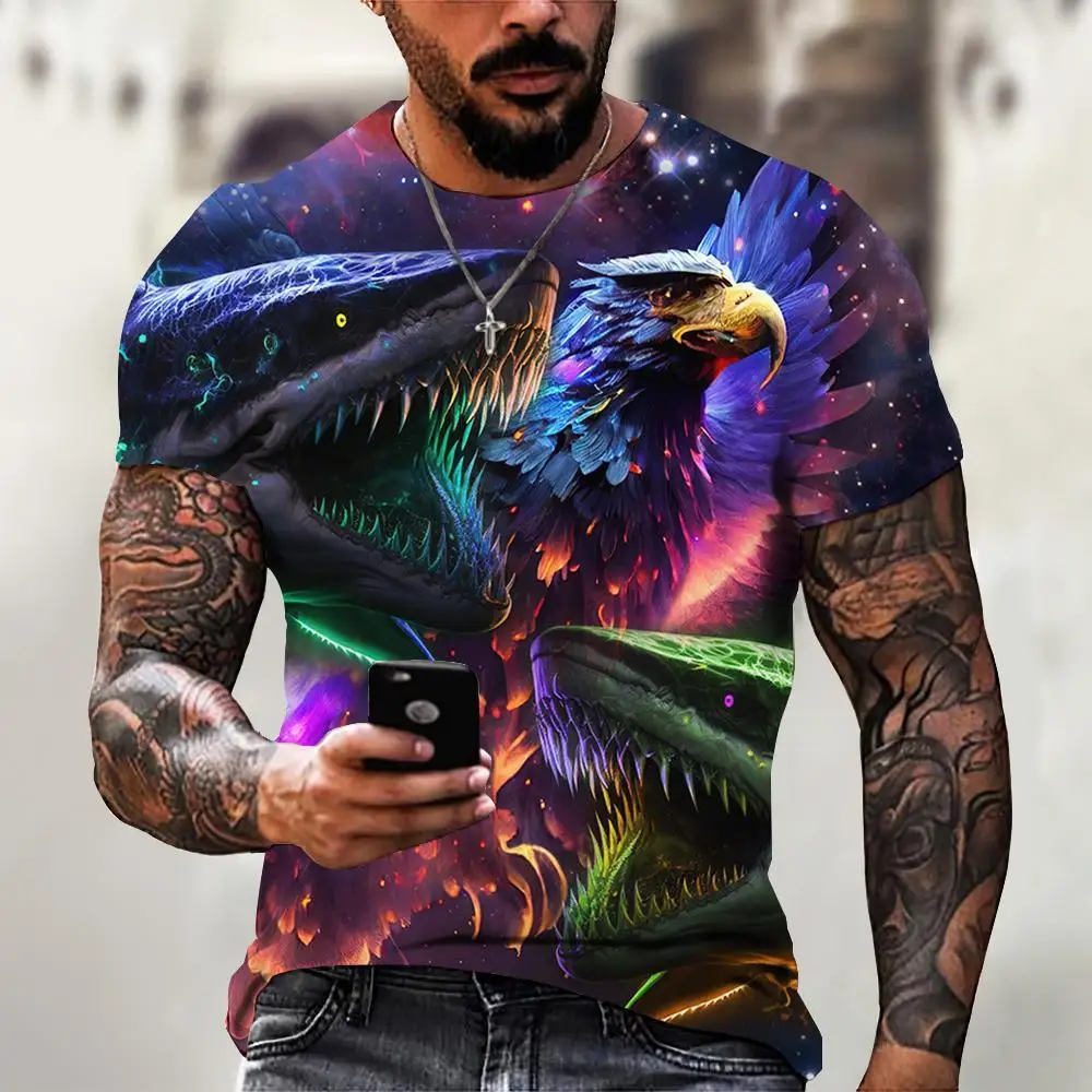 

Fashion men's T-shirt with Fashion Animal Graphic 3D Printed Short Sleeve Summer oversized Polyester Fiber Clothing