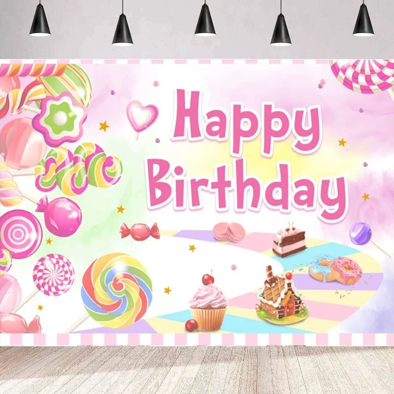 Фон для фотосъемки Candyland кекс конфеты дом пончик сладости фон девочек день