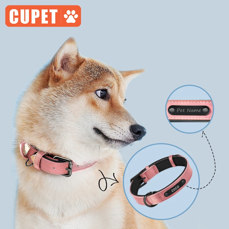 

For Dog Breathable Custom Dog Collar Pink Collar Engraved ID Tag Nameplate Reflective for Small Medium Large Dogs Pitbull Pug