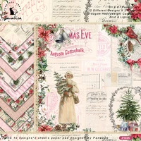 24 sheets 6x6 vintage christmas background paper diy scrapbook primer collage diary album gift wrap decoration