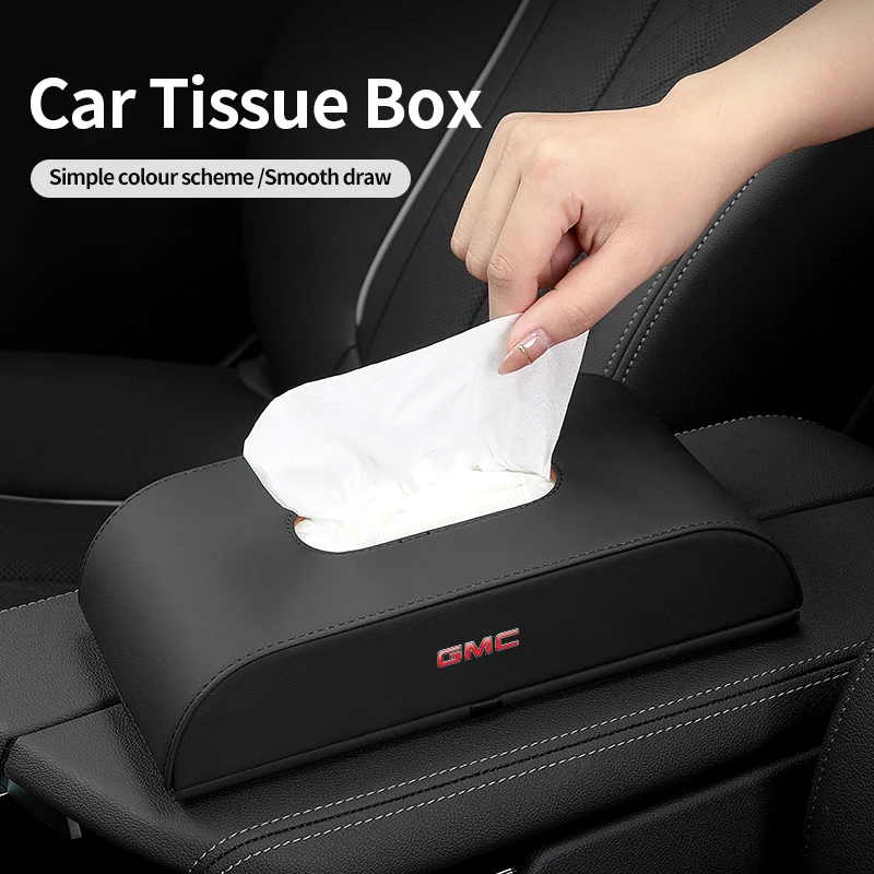 

PU Leather Car Tissue Box Cover Accessories Storage Handkerchief Boxes For GMC Savana Graphyte Yukon Envoy Granite Hummer Ev Ter