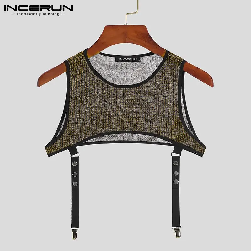 Stylish Hot Sale Men's Suit 2 Pieces Sexy Leisure All-match Simple Male Reflective Two-piece Sleeveless Suits S-5XL 2022 INCERUN