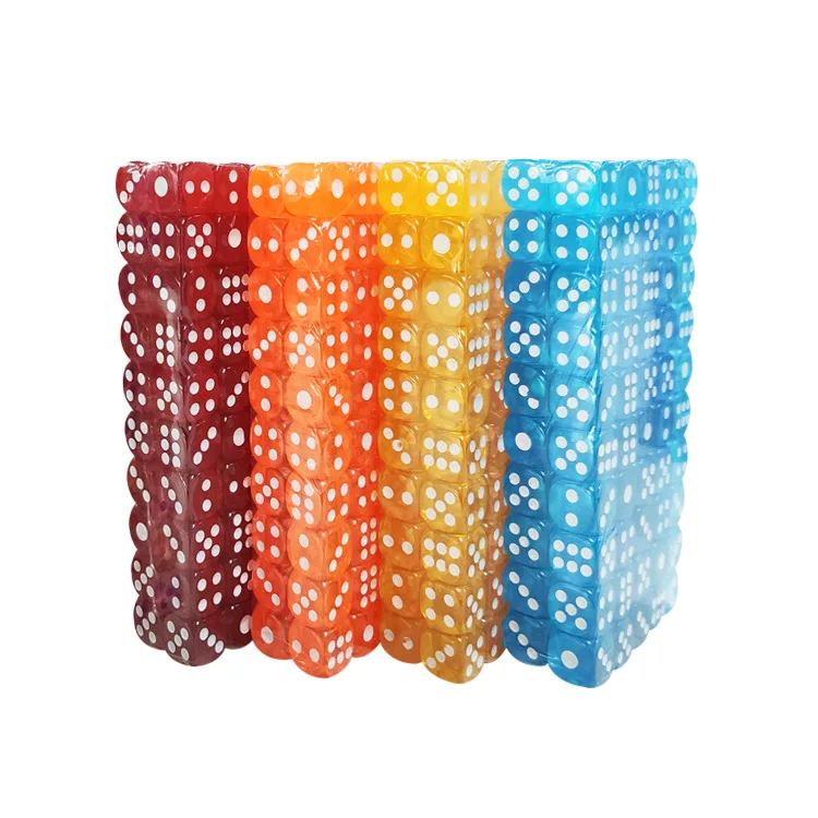 100PCS/Set D6 Dice 12mm 6 Sided Multicolor Transparent Color Acrylic Rounded Edges For Table Board Game Drink Party DND MTG - купить по