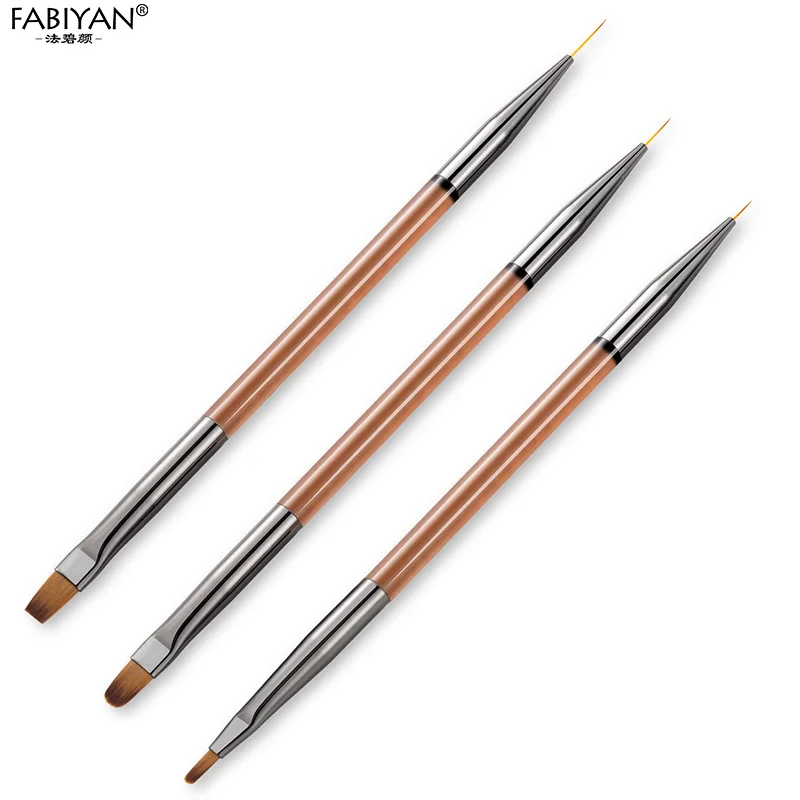

Double Head Nail Art Flat Drawing Brush Liner Brush UV Gel Round Painting Pen Transparent Brown
