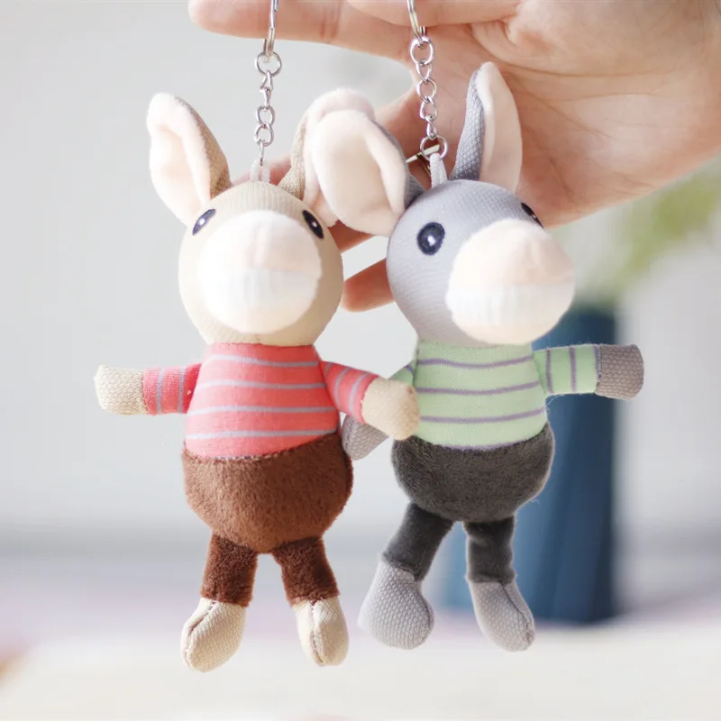 

15CM Cute Cartoon Donkey Plush Toy Pendant Doll Kawaii Plush Animal Little Donkey Bag Pendant KeyChain Children's Small Gifts