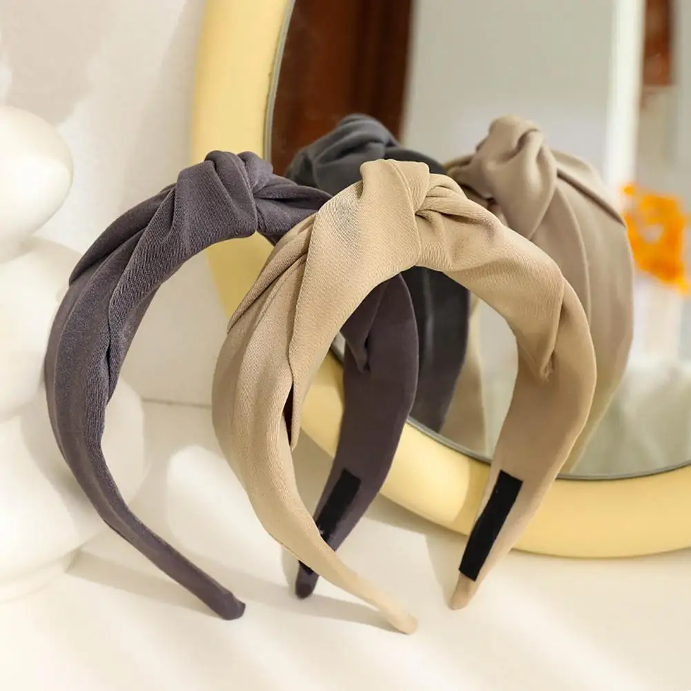 

Уникальная однотонная женская повязка для волос с узелком, обруч для волос, легкое украшение