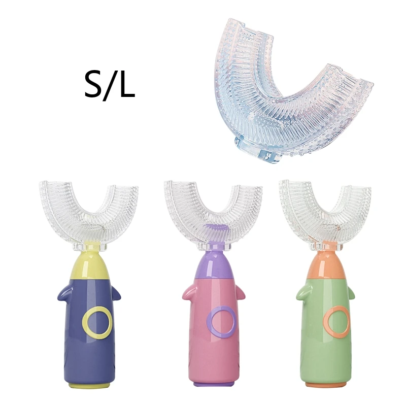 Cartoon Handheld 360 Degree U-shaped Baby Toothbrushes Soft Silicone Teeth Brushes Kids Teeth Cleaner Oral Care Cleaning Tool
