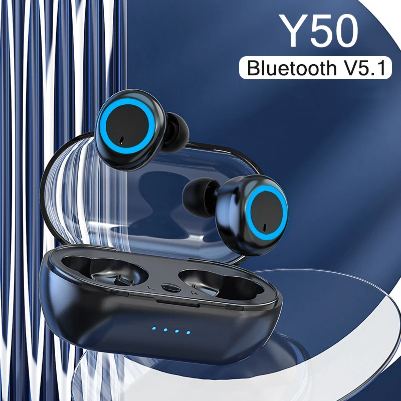 

Y50 TWS Bluetooth Headphones Wireless Earphones Stereo Gaming Earbuds Sports Headset with Mic 3000mAh Charging Box Free Shipping