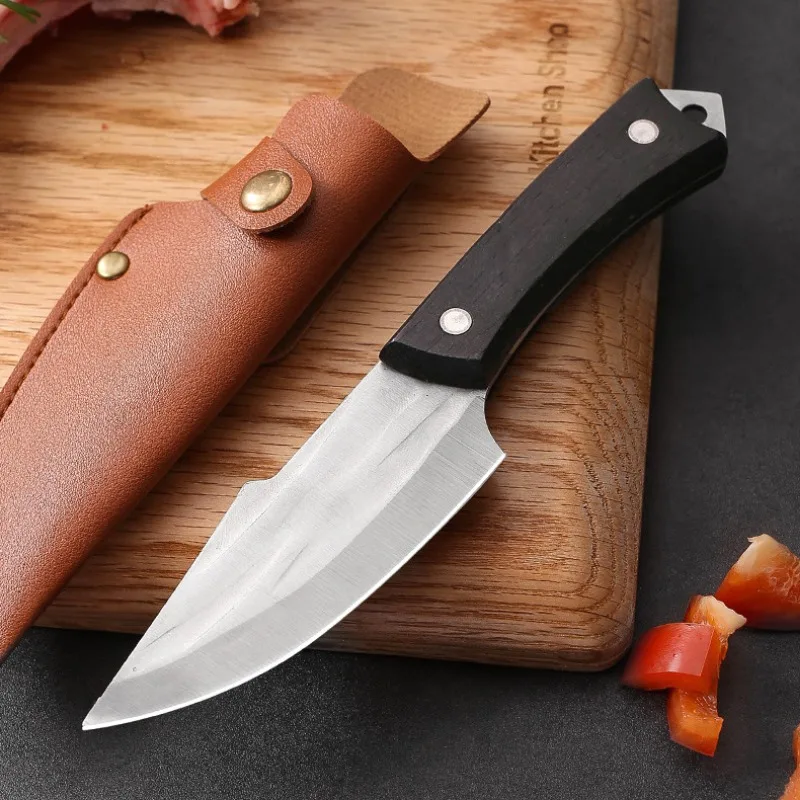 

Stainless Steel Kitchen Knife Boning Knife Forged Meat Cleaver Fruit Knife Outdoor Camping Knife Survival Knife with Sheath