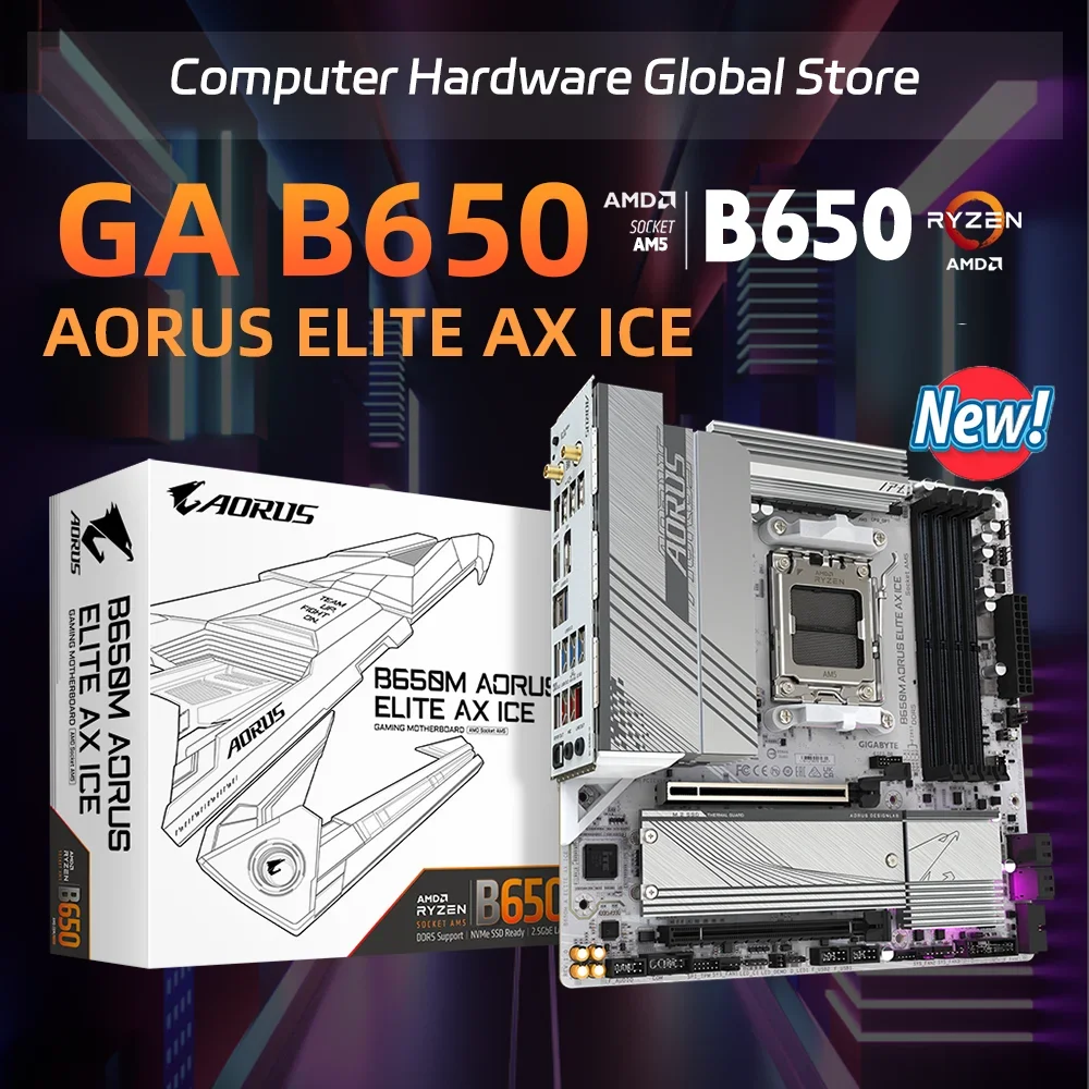Новая Gigabyte B650M AORUS ELITE AX ICE двухканальный слот AM5 белая материнская плата MAX-память