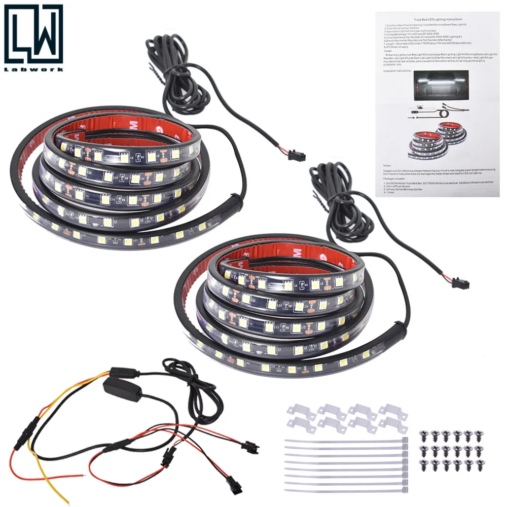 

60" White LED Pickup Truck Bed Light Kit w/Switch Super Bright Waterproof *2