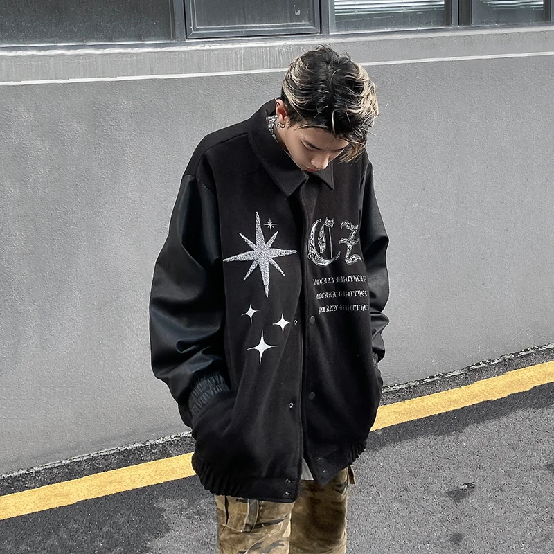 

American Retro Alphabet Embroidered Baseball Uniform Jacket Men's Spring and Autumn Trend Hip-hop Loose Casual Jacket Top Cotton